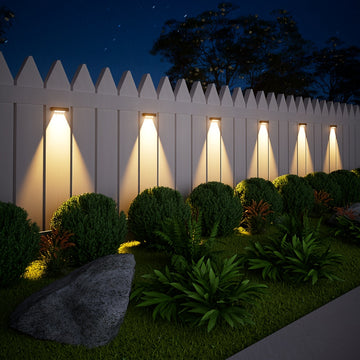 Luces solares para cercas, 4 piezas, luces solares exteriores, iluminación solar para cercas, ideal para jardín, patio, muro, terraza y escaleras [Blanco cálido