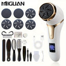 Kit de eliminación de pies eléctricos recargable con 5/6 cabezas de molienda de repuesto o 10 herramientas de pedicura, kit de eliminación eléctrica, herramienta profesional de cuidado de pies para piezas muertas, beige y duras, con soporte para lavado c