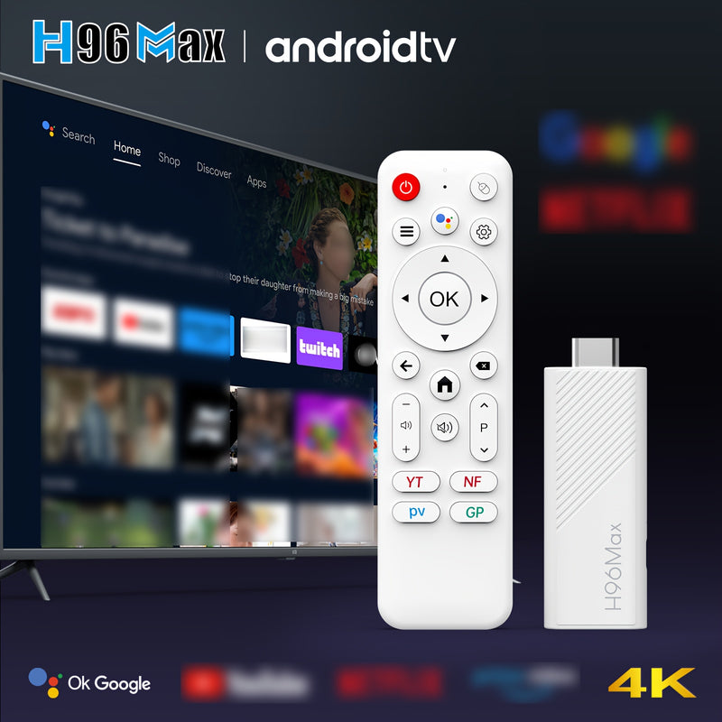 H96Max H313 TV Stick Android 4K - Wi-Fi 6, 2.4G y 5G, USB 2.0, sin batería, control remoto, resolución 4K, Android 14, sistema de entretenimiento, alimentación por USB