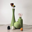 4 piezas de jarrones artísticos de color verde oliva - Jarrones de flores modernos y bohemios de plástico para el hogar, oficina y decoración de entrada - Jarrones redondos en tonos de verde y blanco, decoración del hogar