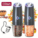 1pc/2piezas Molinillo de pimienta eléctrico con sensor de gravedad Recargable Modelo Molinillo de pimienta automático Molinillo de pimienta automático Sal de mar Sal de rosas Molinillo de gran capacidad Almacén de alimentos con luz LED Herramienta esenci