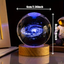 3D para la galaxia, bola de cristal, luz nocturna - Diseño de luna y planetas con tema espacial, alimentado por USB, luz ambiental de vidrio pulido para decoración de dormitorio y sala de estar, regalo perfecto para entusiastas de la ciencia ficción, dec