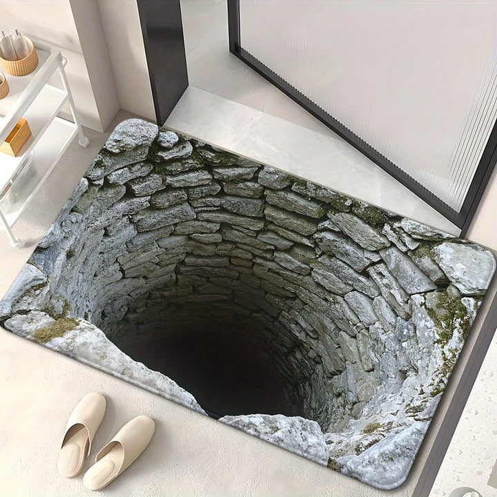 1pc Alfombra Antideslizante con Patrón de Abismo Óptico, Absorbente para Baño, Dormitorio y Entrada de Cocina o Sala, Hecha de Fibra de Poliéster