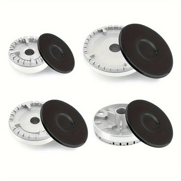 8 piezas de Conjunto de Tapas de Quemador de Estufa de Aleación de Aluminio, Resistente a Altas Temperaturas, Distribución Uniforme de Calor, con 4 Cubiertas de Quemador, para Estufas de Gas y Eléctricas, No Requiere Batería