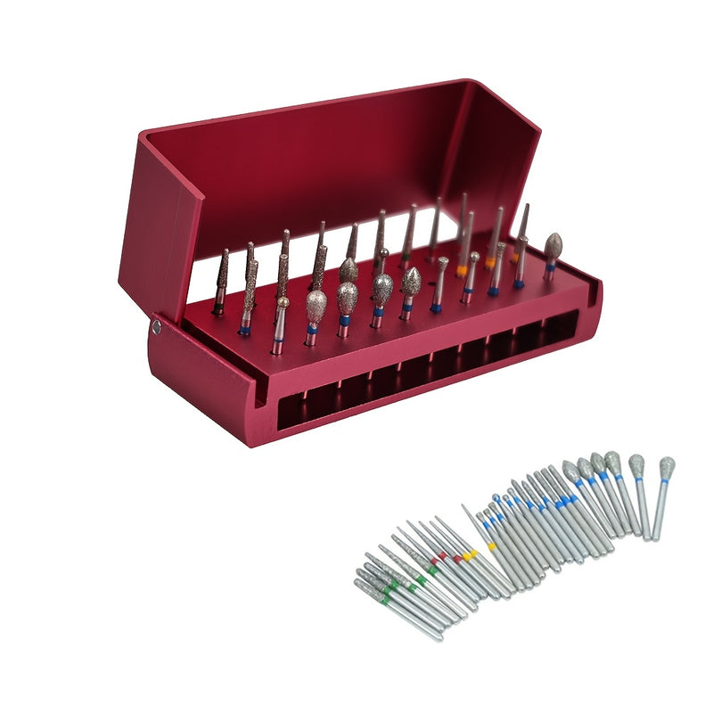 Juego de 30 limas de uñas con cabezales de lijado, caja de almacenamiento de aluminio para varios colores para satisfacer diferentes escenarios de pulido y lijado de uñas.