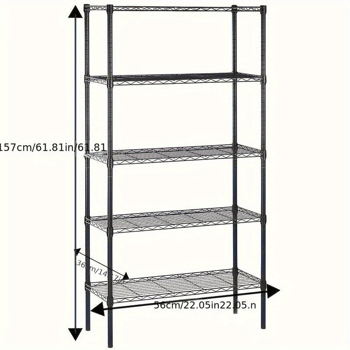 1 estante metálico ajustable de 4-5 niveles - Acero al carbono resistente, blanco con tubos dorados, diámetro de 12-16mm, organizador de almacenamiento montado en el suelo para hogar, oficina o garaje, capacidad de 10-15kg, no requiere batería, ensamblad