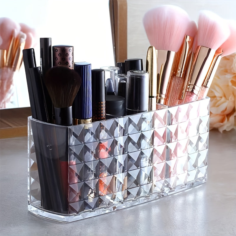 Organizador de cosméticos independiente, soporte de almacenamiento de maquillaje de plástico duradero, multifuncional, no necesita electricidad, para la organización del baño y el hogar.