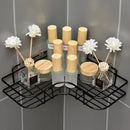 Organizador de baño de acero inoxidable negro resistente al óxido, con 2 repisas para champú, tónico y cosméticos, montaje en pared sin necesidad de taladrar