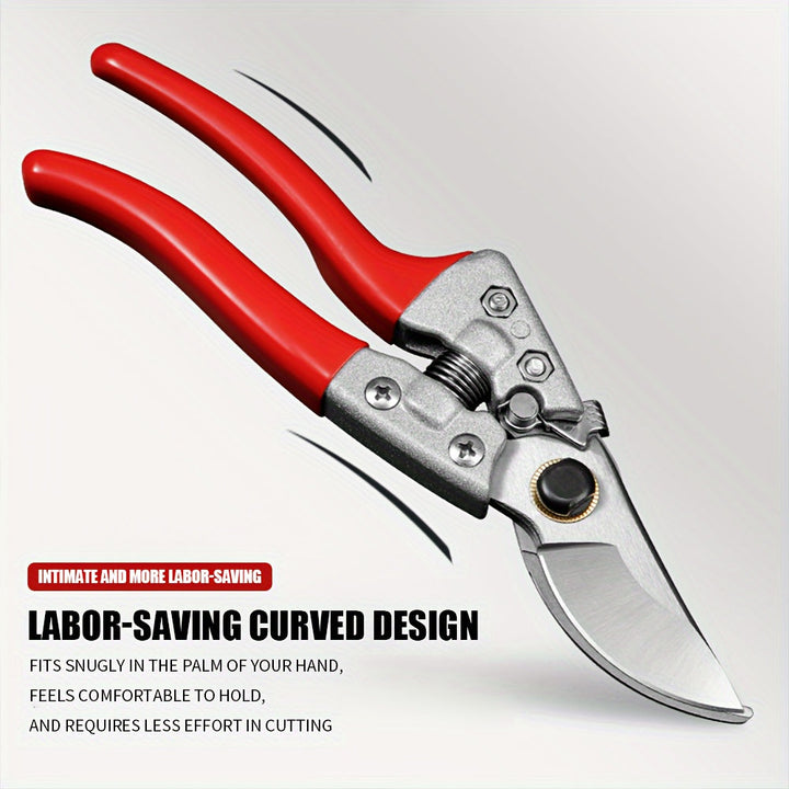 Tijeras de poda de jardín profesionales de estilo clásico, con cuchillas de acero de alta calidad afiladas, diseño ergonómico con asa roja, antideslizantes, operación manual, ideales para el mantenimiento de árboles frutales y jardines, tijeras de jardín