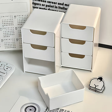 Organizador de Escritorio Plástico Ahorrador de Espacio con 3 Cajones para Cosméticos y Accesorios
