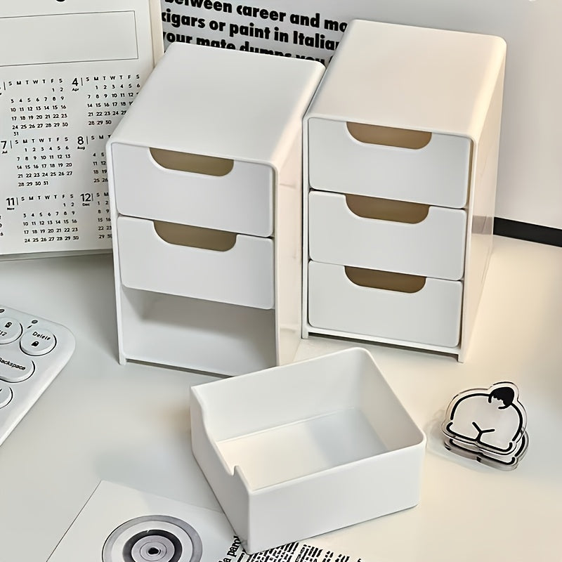 Organizador de Escritorio Plástico Ahorrador de Espacio con 3 Cajones para Cosméticos y Accesorios