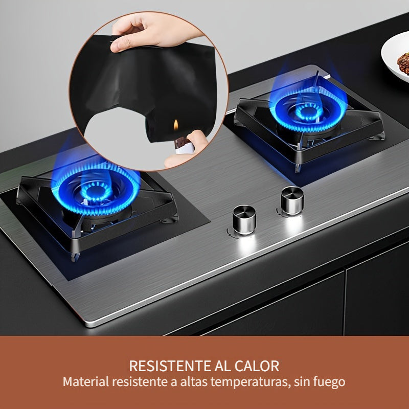 4pcs Tapetes Protectoras para Estufa de Gas de Teflón - Antiadherentes, Fáciles de Limpiar, Resistentes al Aceite y la Grasa, Almohadillas de Cocina Resistentes al Calor, para Seguridad en la Cocina / Equipo de Alimentación, Ideal para Chef Caseros