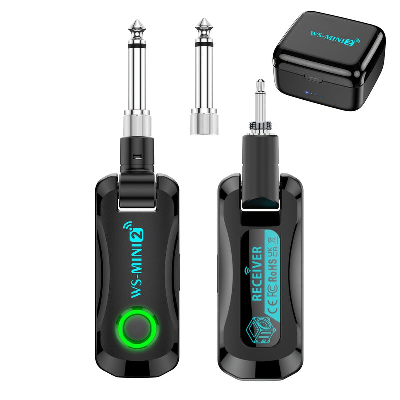 Sistema inalámbrico para guitarra con estuche de carga, transmisor y receptor inalámbrico recargable para guitarra y bajo de 2.4Ghz, equipo de grabación de estudio, estuche portátil, rendimiento confiable, transmisor para instrumentos, para presentacione