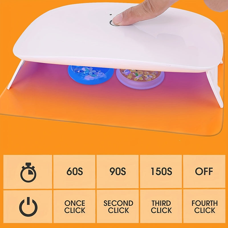【Artesanía Creativa】Lámpara LED UV Compacta para Uñas con 18 Cuentas - Luz de Curado de Esmalte en Gel Versátil, Configuraciones de Temporizador de 60/90/150S, Herramienta Profesional de Manicura y Pedicura, Diseño Portátil y Plegable para Moldes de Resi