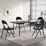 4 sillas plegables de acero, sillas plegables con respaldo de metal, portátiles para el hogar, oficina, dormitorio o exteriores, ideales para interior y exterior