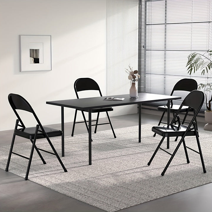 4 sillas plegables de acero, sillas plegables con respaldo de metal, portátiles para el hogar, oficina, dormitorio o exteriores, ideales para interior y exterior