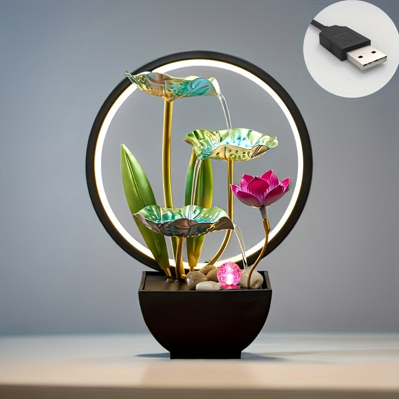 Fuente de cascada en miniatura para interiores, decorativa, de mesa, alimentada por USB, regalo de relajación para el hogar y la oficina.