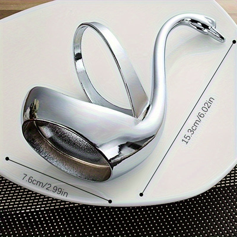2 piezas de soporte de base de cisne plateado, soporte de cubiertos de forma de cisne de acero inoxidable, adecuado para bares de café y restaurantes, perfecto para decoración de mesas de bodas y entretenimiento.