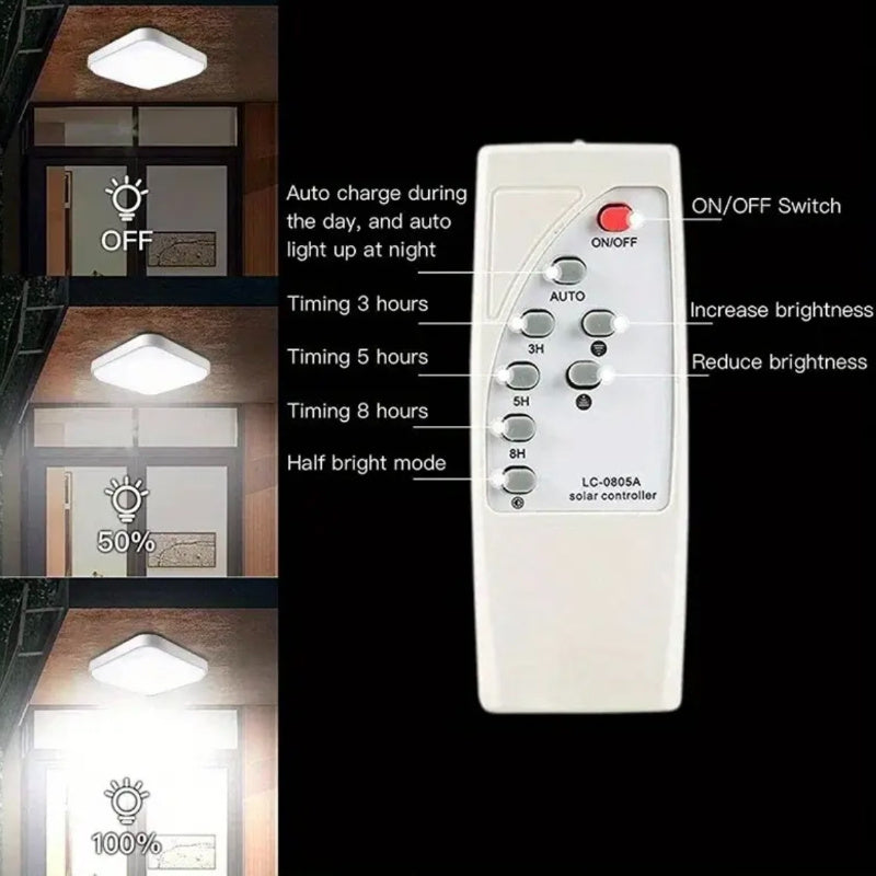 Luz LED de techo solar, 40-84 LED cuadrada con control remoto inteligente, iluminación general para interiores, regulable, fácil de instalar, ideal para cocina, dormitorio u oficina