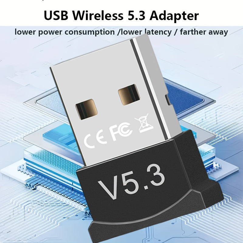 Adaptador de red USB BT5.3, receptor USB dongle, solo compatible con computadoras de escritorio y portátiles, solo admite sistemas Windows11/10, compatible con dispositivos de versións 5.3/5.1/5.0/4.2/4.1/4.0 y otras, proporciona inmediatamente función d