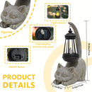 Estatua de Farolillo para Gatos con Energía Solar VOOKRY - Adorable Gatito Durmiendo con Cola Luminosa, Luz Decorativa para Jardín Exterior, Ideal para Patio, Césped o Regalo Festivo, Material Plástico, Batería de 600mAh, Carga Solar
