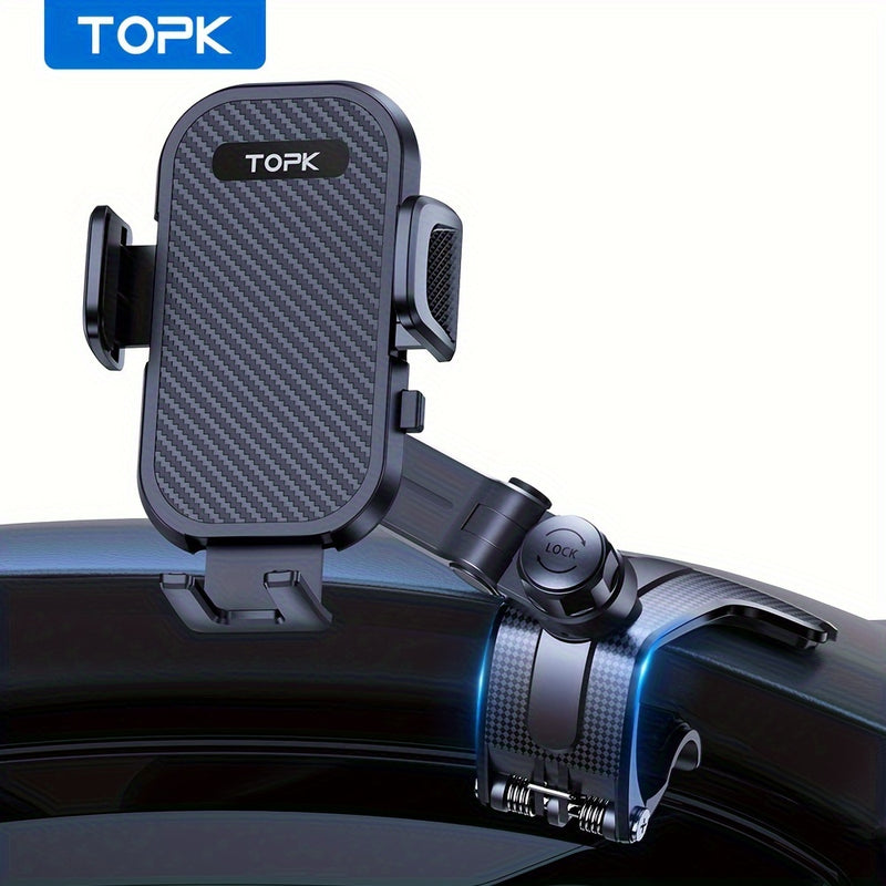 TOPK D42-J Soporte de Teléfono para Coche Ajustable 360° con Clip Antideslizante de Silicona, Compatible con Todos los Smartphones y Vehículos, Diseño Ergonómico para Conducción Segura, Soporte de Teléfono para Auto, Montaje Ajustable, Soporte Moderno y