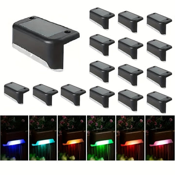 16-pack de luces LED con energía solar, luces de colores para exteriores, ideales para piscinas, vallas, patios y jardines.