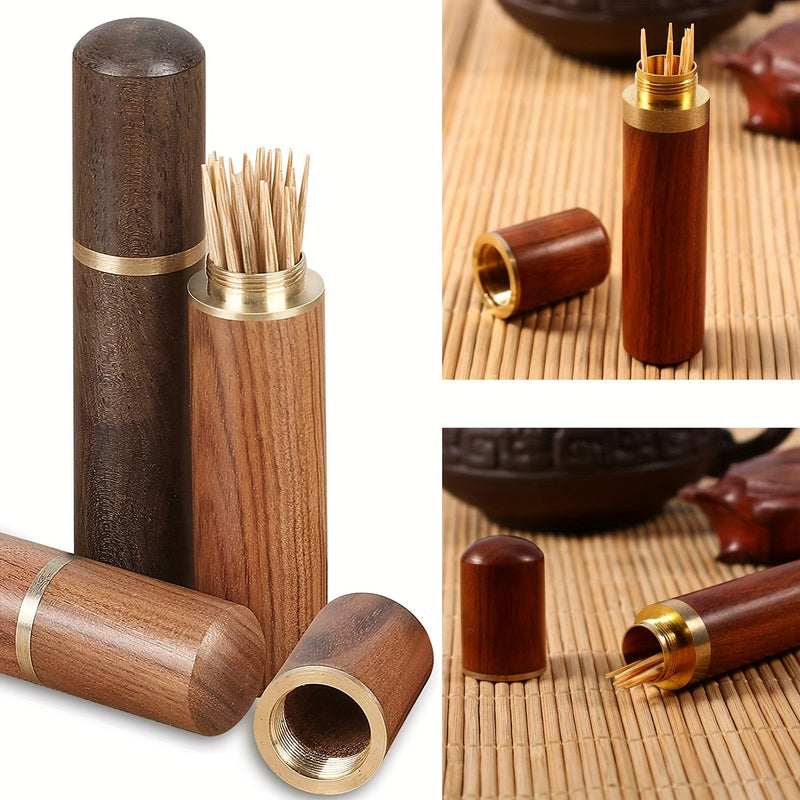 1 Pieza, Soporte Para Palillos De Dientes De Madera Hecho A Mano, Estuche De Almacenamiento Portátil Para Accesorios De Mesa De Cocina, No Necesita Fuente De Alimentación, Material De Madera