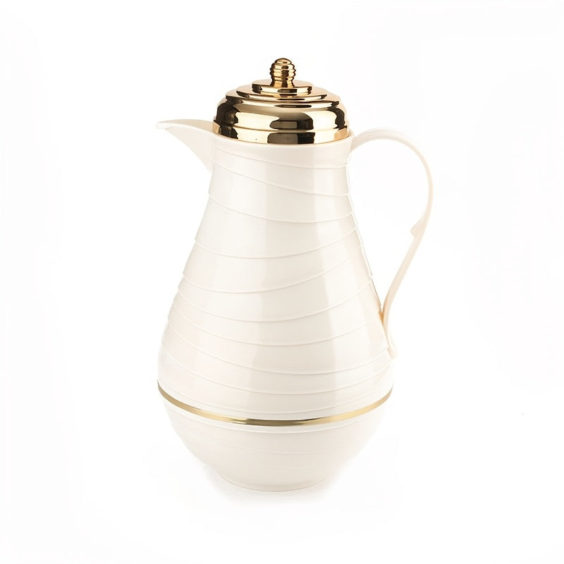 1 Termo Aislado al Vacío con Interior de Vidrio Rosa y Exterior de Plástico, Capacidad de 33.5 fl oz, Ideal para Reuniones Pequeñas, Tetera Decorativa para Café y Té, 900-1000 ml