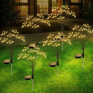 6 piezas de luces de sendero YAAFEN con energía solar, 480 LED, 2 modos de destello y estable, acero inoxidable, sombra de resina, ideal para jardín, sendero, patio, maceta de flores, camping, fiestas - Decoración perfecta para regalo de Navidad, ilumina