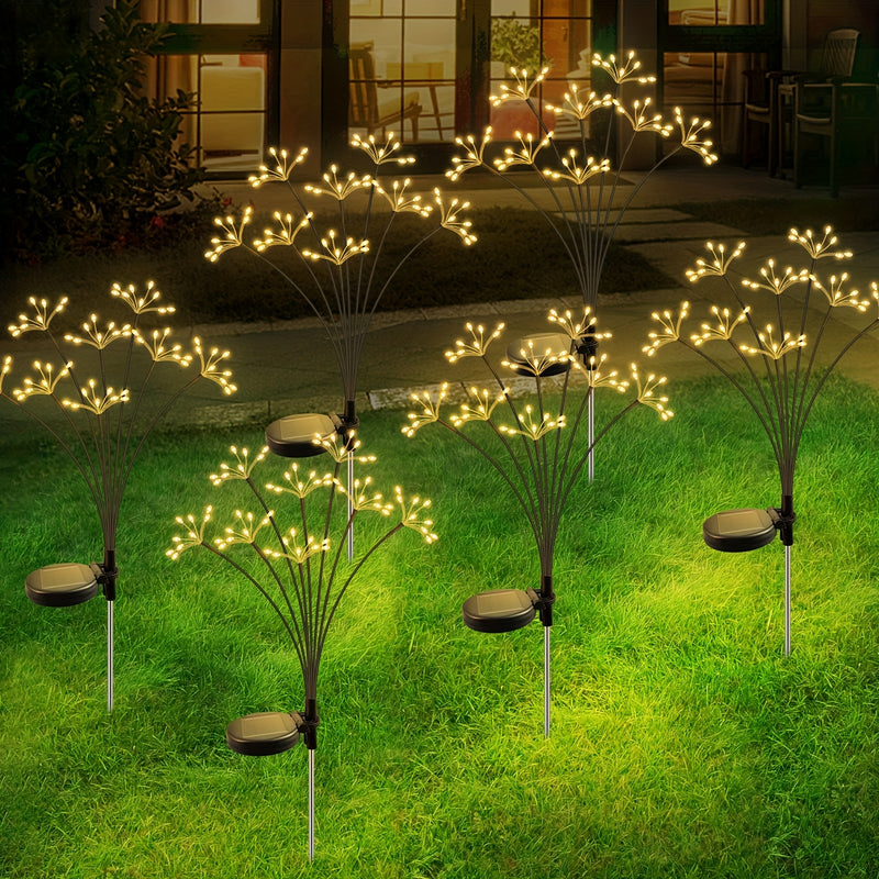 6 piezas de luces de sendero YAAFEN con energía solar, 480 LED, 2 modos de destello y estable, acero inoxidable, sombra de resina, ideal para jardín, sendero, patio, maceta de flores, camping, fiestas - Decoración perfecta para regalo de Navidad, ilumina