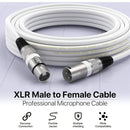 Conjunto de 2 cables para micrófono XLR premium, 15.24 metros - Blanco perla equilibrado con conectores macho a hembra de 3 pines, cobre libre de oxígeno para una transmisión de sonido clara, ideal para actuaciones en vivo, estudios y sistemas de altavoc