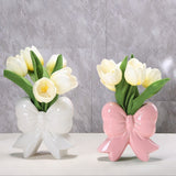 Jarrón Cerámico Elegante con Forma de Arco, Pieza Decorativa Estilo Europeo para Mesa