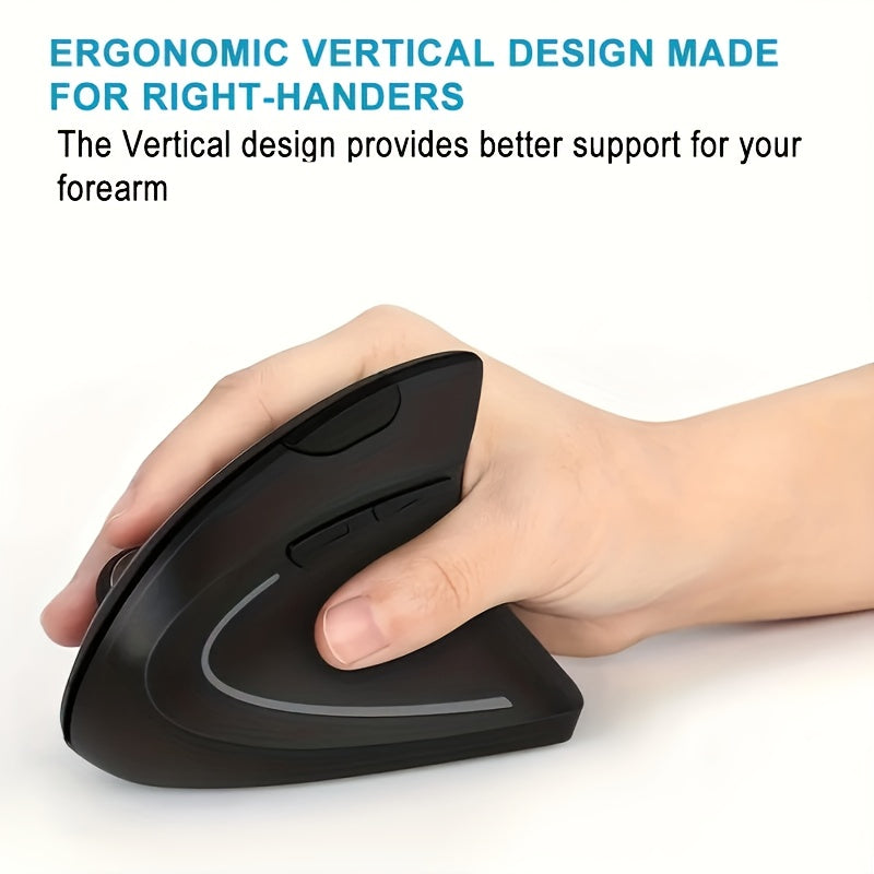 [Ratón Vertical Inalámbrico 2.4GHz] Ratón Vertical Inalámbrico de 2.4GHz - Ratón Óptico de Quinta Generación para Mano Derecha con 6 Botones para Laptop PC Computadora Escritorio