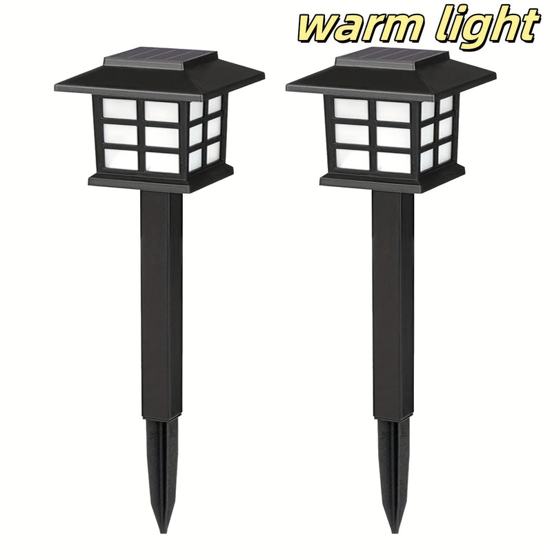 2 Paquetes, Luces Solares Cálidas/Blancas, Luces de Sendero para Jardín, Plugs de Piso para Césped, Paisaje, Acceso, Sendero, Decoración de Porche, Decoración de Patio Chino, Decoración de Terraza, Iluminación Solar, Luces de Paisaje Solares
