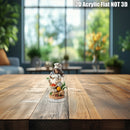 Decoración de chef femenina en cristal plano 2D - Adorno giratorio para mesa con tenedor y cuenco de ingredientes, ideal para decoración de cocina o regalo temático de cocinero | Diseño optimista y detallado, 2D plano