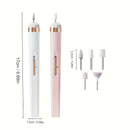 Kit de 5+1, 6 piezas para Taladro Eléctrico de Uñas con Quitaúñas y Pulidor Recargable Beige Claro para Manicura de Manos y Pies