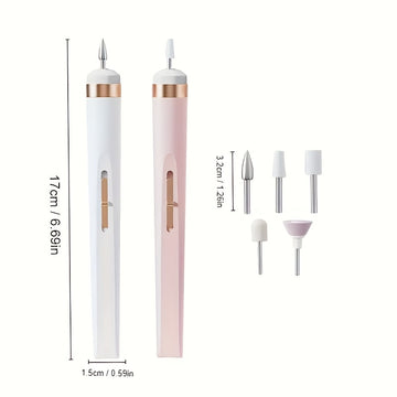 Kit de 5+1, 6 piezas para Taladro Eléctrico de Uñas con Quitaúñas y Pulidor Recargable Beige Claro para Manicura de Manos y Pies