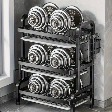 Estantería de Cocina de 3 Niveles en Acero Inoxidable con Sistema de Drenaje, Organizador Multifuncional para Tazones y Utensilios, Gran Capacidad y Diseño Ahorrador de Espacio Apto para Platos y Tablas de Cortar