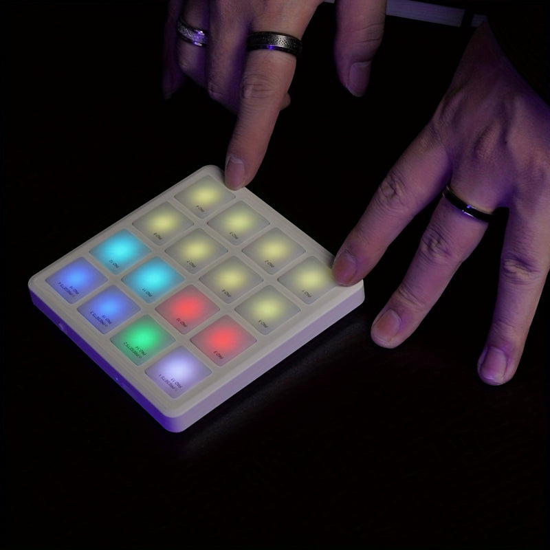 M-VAVE SCMPAD, controlador MIDI inalámbrico portátil con 16 botones, teclado de percusión, interfaz USB-C, herramientas.