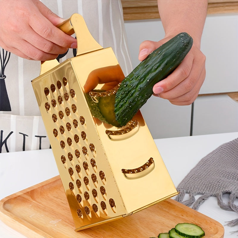 1pc Rallador de Verduras Multisuperficie de Acero Inoxidable, Herramienta de Cocina de Fácil Agarre, Picadora Segura para Manos, Rallador de Alimentos Versátil