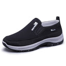 Tenis casuales para hombre, diseño cómodo sin cordones con parte superior de tela transpirable, punta redonda, suela sintética, ideales para uso diario y correr - Zapatos de estilo urbano para todas las estaciones