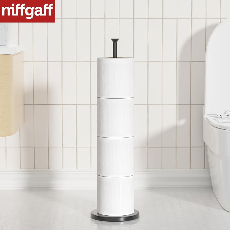 Soporte Independiente de Acero Inoxidable para Papel Higiénico con Almacenamiento de Rollo de Repuesto - Diseño Sobre el Tanque para Organización del Baño
