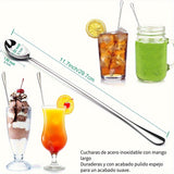 2 Piezas, Cucharas Para Té Helado De Acero Inoxidable, Cucharas De 11.7'' De Largo Para Revolver, Cucharas De Mezcla De Cóctel Duraderas Para Casa, Cocina, Cafetería, Bar, Aptas Para Lavavajillas, Acabado Espejo