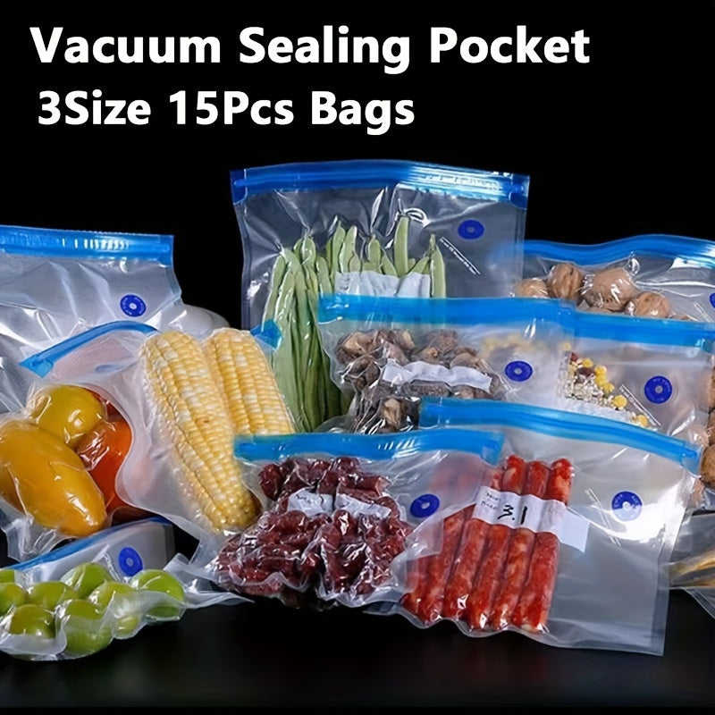 Bolsas de Almacenamiento al Vacío Reutilizables para Alimentos, Bolsas de Almacenamiento al Vacío Duraderas, Accesorios de Cocina para Bolsas Selladas al Vacío, Bolsas con Cierre al Vacío para Almacenamiento de Alimentos, Bolsas al Vacío Grandes, Mediana