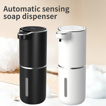 Dispensador de jabón inteligente con sensor automático sin contacto, capacidad de 380ml, flujo ajustable en 4 niveles, pantalla de energía eléctrica, líquido reemplazable libremente, carga rápida USB