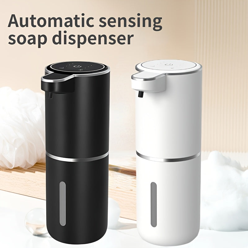 Dispensador de jabón inteligente con sensor automático sin contacto, capacidad de 380ml, flujo ajustable en 4 niveles, pantalla de energía eléctrica, líquido reemplazable libremente, carga rápida USB