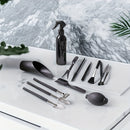 Juego de Herramientas de Jardinería Mini de 15 Piezas para Suculentas y Plantas Pequeñas - Kit Duradero de Plástico/Metal Negro con Mangos, Incluye Paleta, Pala, Botella de Spray y Más - Perfecto para el Cuidado de Plantas de Interior y Micro Paisaje, He
