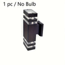 Lámpara de pared moderna para exteriores, 1/2 paquete, doble cabezal plástico, montaje semiempotrado, pantalla de vidrio, base E27, 110-240V, cableado directo, incluye hardware de instalación, sin foco