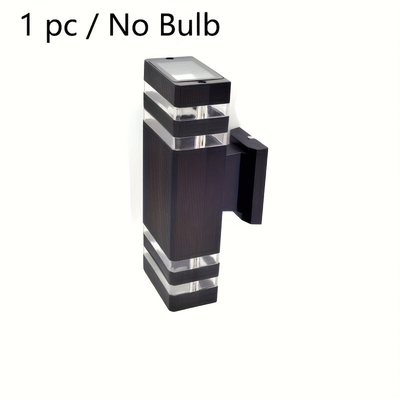 Lámpara de pared moderna para exteriores, 1/2 paquete, doble cabezal plástico, montaje semiempotrado, pantalla de vidrio, base E27, 110-240V, cableado directo, incluye hardware de instalación, sin foco